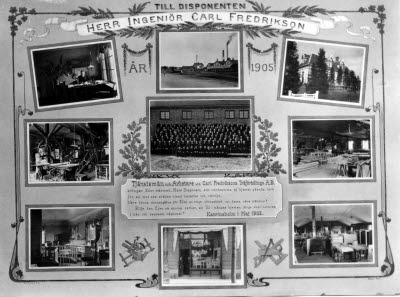 Minnestavla till Snickeriägare Carl Fredriksson 1905.