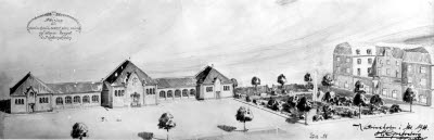 Förslag till saluhall samt planering av stora torget i Katrineholm år 1914.